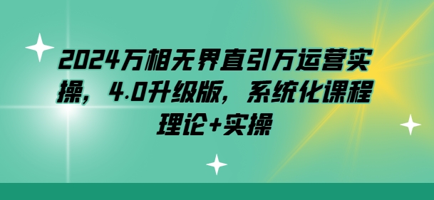 2024万相无界直引万运营实操，4.0升级版，系统化课程 理论+实操-搞钱利器