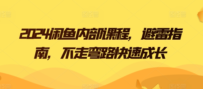 2024闲鱼内部课程，避雷指南，不走弯路快速成长-搞钱利器