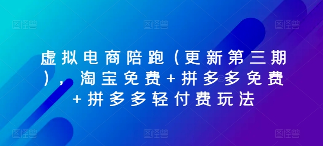 虚拟电商陪跑(更新第三期)，淘宝免费+拼多多免费+拼多多轻付费玩法-搞钱利器