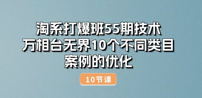 淘系打爆班55期技术：万相台无界10个不同类目案例的优化(10节)-搞钱利器