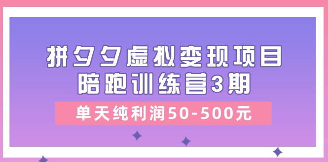 某收费培训《拼夕夕虚拟变现项目陪跑训练营3期》单天纯利润50-500元-搞钱利器