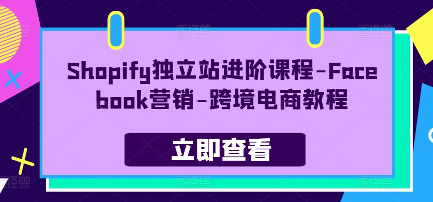 Shopify独立站进阶课程-Facebook营销-跨境电商教程-搞钱利器