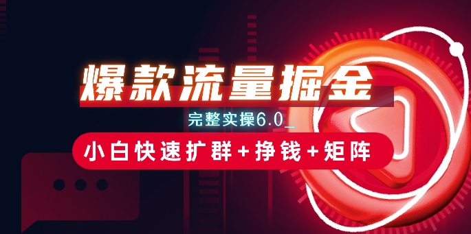爆款流量掘金_完整实操6.0_小白快速扩群+挣钱+矩阵思路【揭秘】-搞钱利器