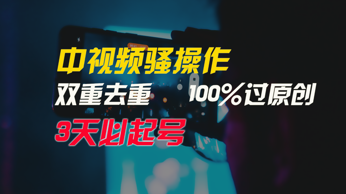中视频骚操作，双重去重100%过原创，3天比必起号，简单无脑，月入3W+-搞钱利器