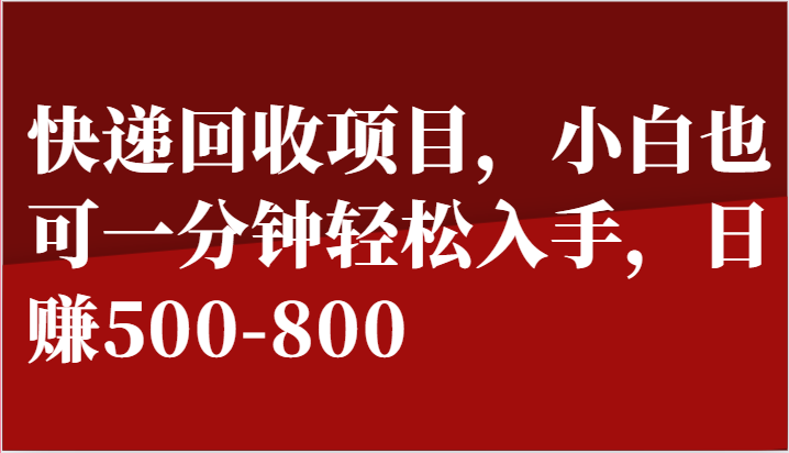 快递回收项目，小白也可一分钟轻松入手，日赚500-800-搞钱利器