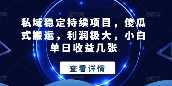 私域稳定持续项目，傻瓜式搬运，利润极大，小白单日收益几张【揭秘】-搞钱利器