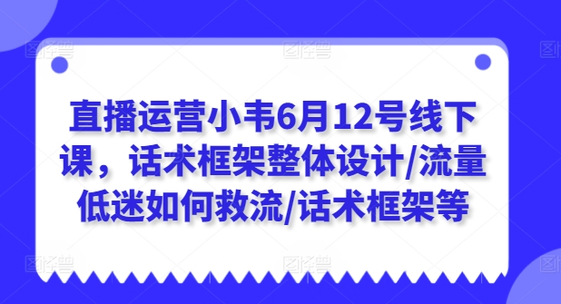 直播运营小韦6月12号线下课，话术框架整体设计/流量低迷如何救流/话术框架等-搞钱利器