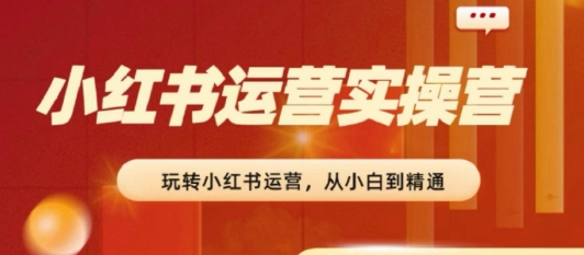 2024小红书运营实操营，​从入门到精通，完成从0~1~100-搞钱利器