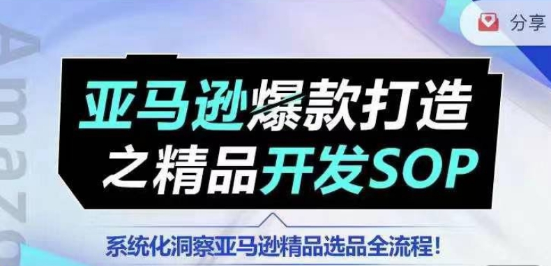 【训练营】亚马逊爆款打造之精品开发SOP，系统化洞察亚马逊精品选品全流程-搞钱利器