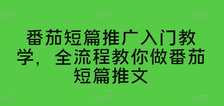 番茄短篇推广入门教学，全流程教你做番茄短篇推文-搞钱利器