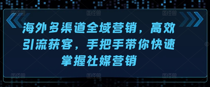 海外多渠道全域营销，高效引流获客，手把手带你快速掌握社媒营销-搞钱利器