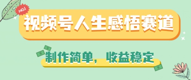 视频号人生感悟赛道，制作简单，收益稳定【揭秘】-搞钱利器