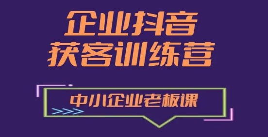 企业抖音营销获客增长训练营，中小企业老板必修课-搞钱利器