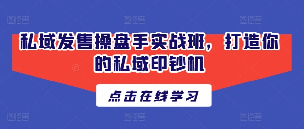 私域发售操盘手实战班，打造你的私域印钞机-搞钱利器