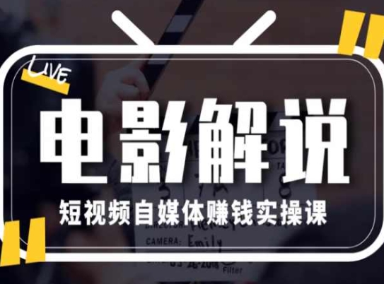 电影解说短视频自媒体赚钱实操课，教你做电影解说短视频，月赚1万-搞钱利器