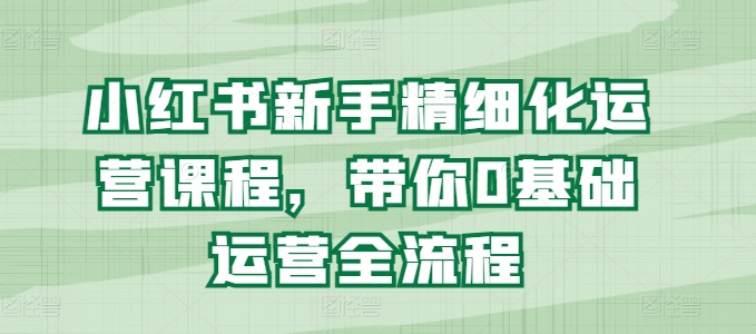 小红书新手精细化运营课程，带你0基础运营全流程-搞钱利器