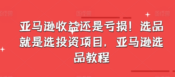 亚马逊收益还是亏损！选品就是选投资项目，亚马逊选品教程-搞钱利器