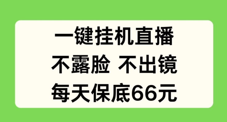 一键挂JI直播，不露脸不出境，每天保底66元【揭秘】-搞钱利器