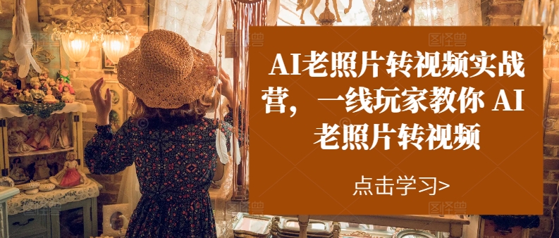 AI老照片转视频实战营，一线玩家教你AI老照片转视频-搞钱利器