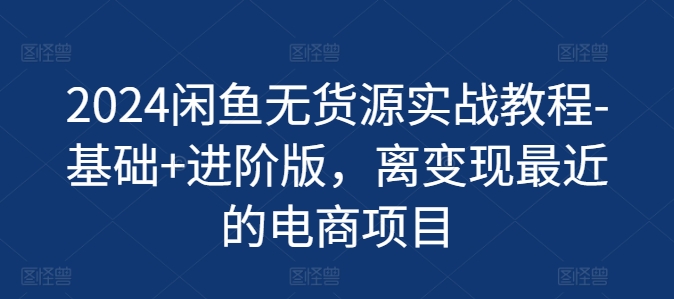 2024闲鱼无货源实战教程-基础+进阶版，离变现最近的电商项目-搞钱利器