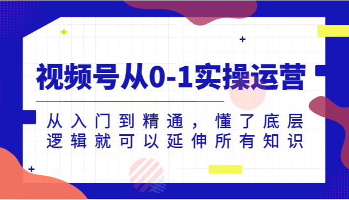 视频号从0-1实操运营，从入门到精通，懂了底层逻辑就可以延伸所有知识(更新2024.7)-搞钱利器