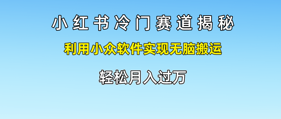 小红书冷门赛道揭秘,利用小众软件实现无脑搬运，轻松月入过万-搞钱利器