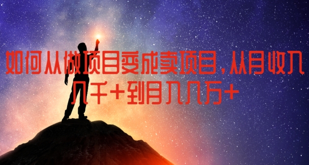 如何从做项目变成卖项目，从月收入几千到月入几万【揭秘】-搞钱利器