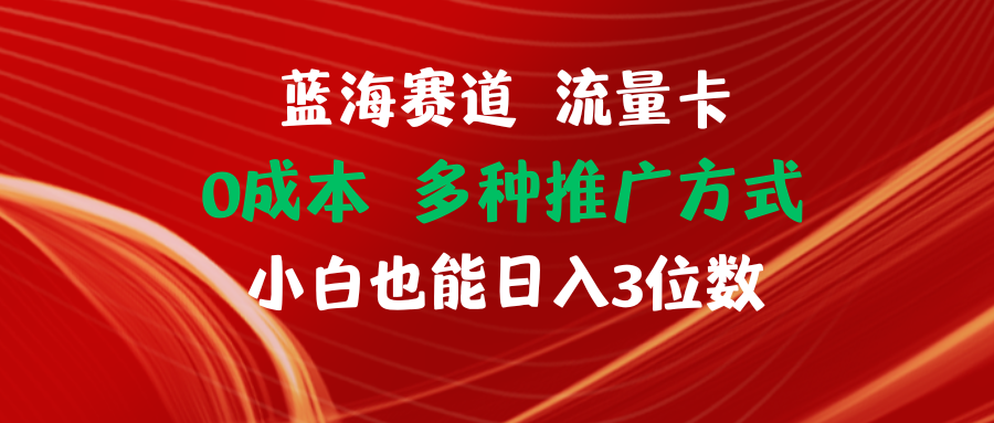 蓝海赛道 流量卡 0成本 小白也能日入三位数-搞钱利器