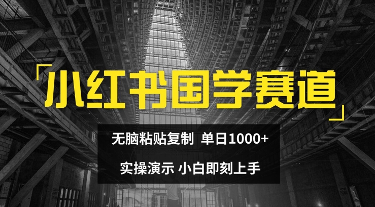 小红书国学赛道，无脑粘贴复制，单日1K，实操演示，小白即刻上手【揭秘】-搞钱利器