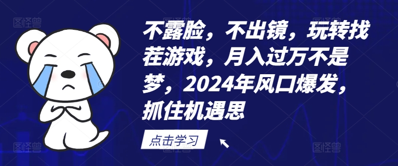 不露脸，不出镜，玩转找茬游戏，月入过万不是梦，2024年风口爆发，抓住机遇【揭秘】-搞钱利器