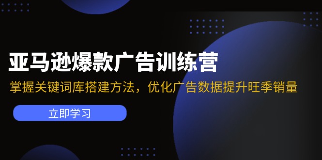 亚马逊爆款广告训练营：掌握关键词库搭建方法，优化广告数据提升旺季销量-搞钱利器