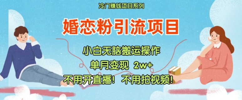 小红书婚恋粉引流，不用开直播，不用拍视频，不用做交付【揭秘】-搞钱利器