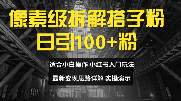 像素级拆解搭子粉，日引100+，小白看完可上手，最新变现思路详解【揭秘】-搞钱利器