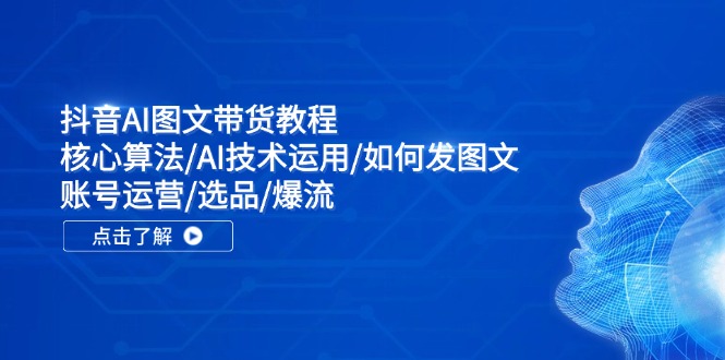 抖音AI图文带货教程：核心算法/AI技术运用/如何发图文/账号运营/选品/爆流-搞钱利器