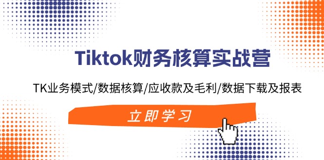 Tiktok财务核算实战营：TK业务模式/数据核算/应收款及毛利/数据下载及报表-搞钱利器