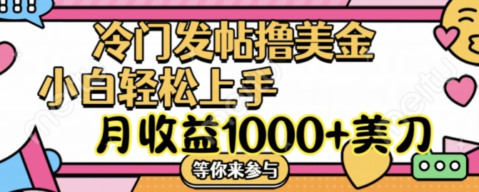 冷门发帖撸美金项目，月收益1000+美金，简单无脑，干就完了【揭秘】-搞钱利器