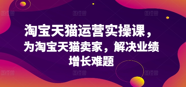 淘宝天猫运营实操课，为淘宝天猫卖家，解决业绩增长难题-搞钱利器