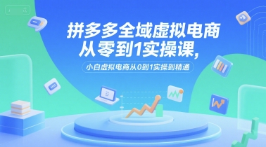 拼多多全域虚拟电商从零到1实操课，小白虚拟电商从0到1实操到精通-搞钱利器