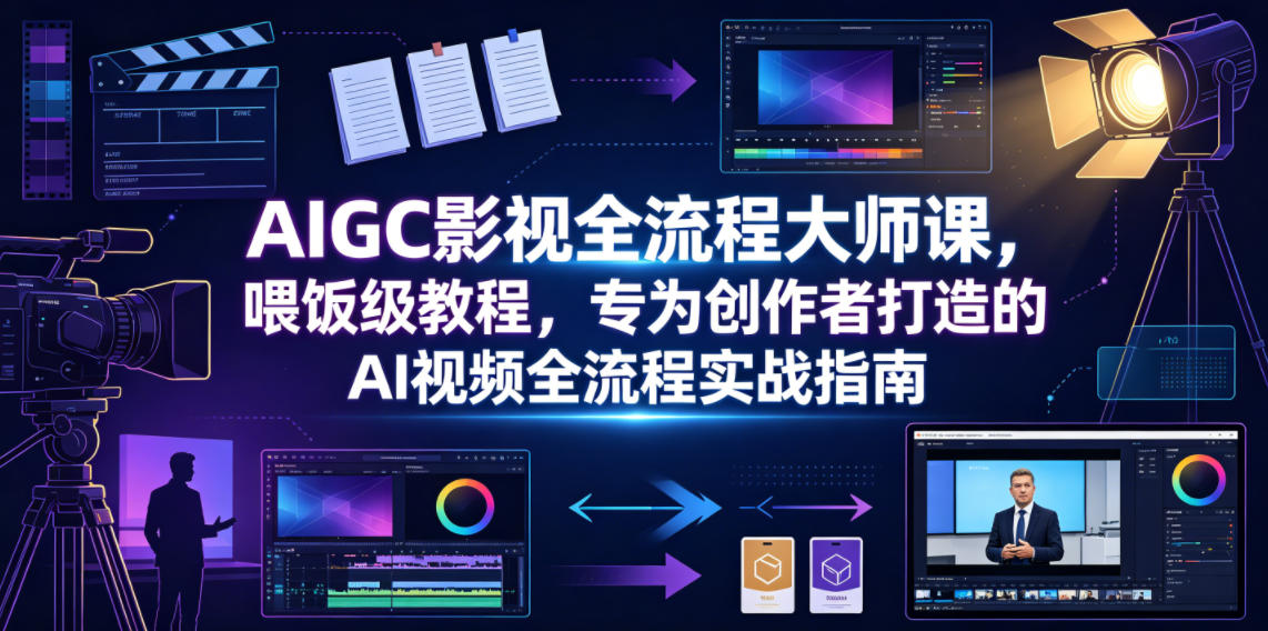 AIGC影视全流程大师课，喂饭级教程，专为创作者打造的AI视频全流程实战指南-搞钱利器