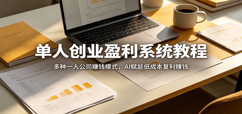 单人创业盈利系统教程：多种一人公司赚钱模式，AI赋能低成本复利赚钱-搞钱利器