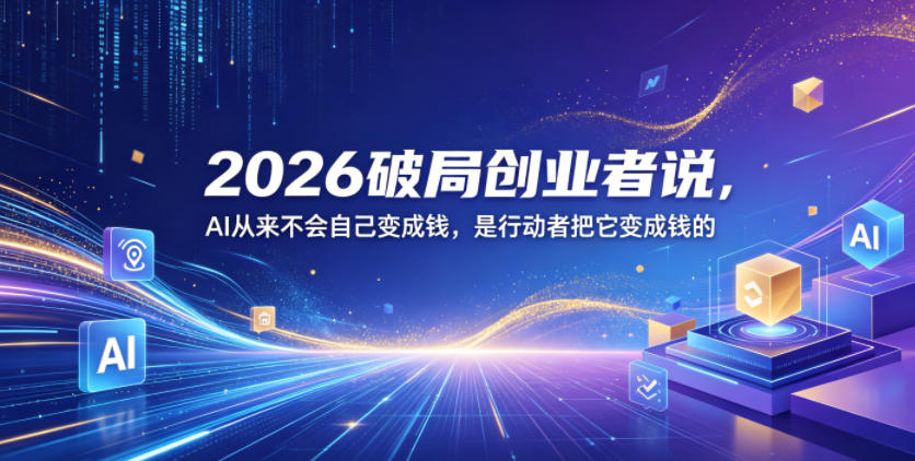 2026破局创业者说，AI从来不会自己变成钱，是行动者把它变成钱的【文档】-搞钱利器