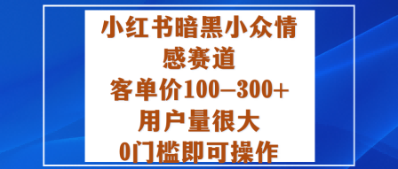 小红书暗黑小众情感赛道，客单价100-300+用户量很大，0门槛即可操作-搞钱利器