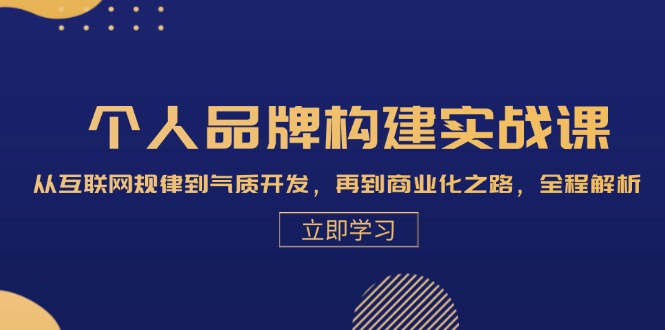 个人品牌构建实战课：从互联网规律到气质开发，再到商业化之路，全程解析-搞钱利器