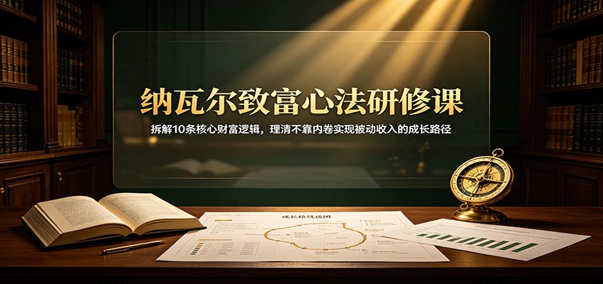 纳瓦尔致富心法研修课：拆解10条核心财富逻辑，理清不靠内卷实现被动收入的成长路径-搞钱利器