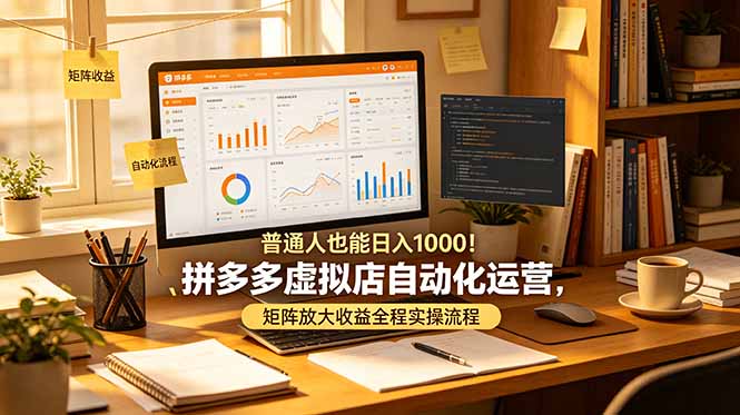 普通人也能日入 1000！拼多多虚拟店自动化运营，矩阵放大收益全程实操流程-搞钱利器