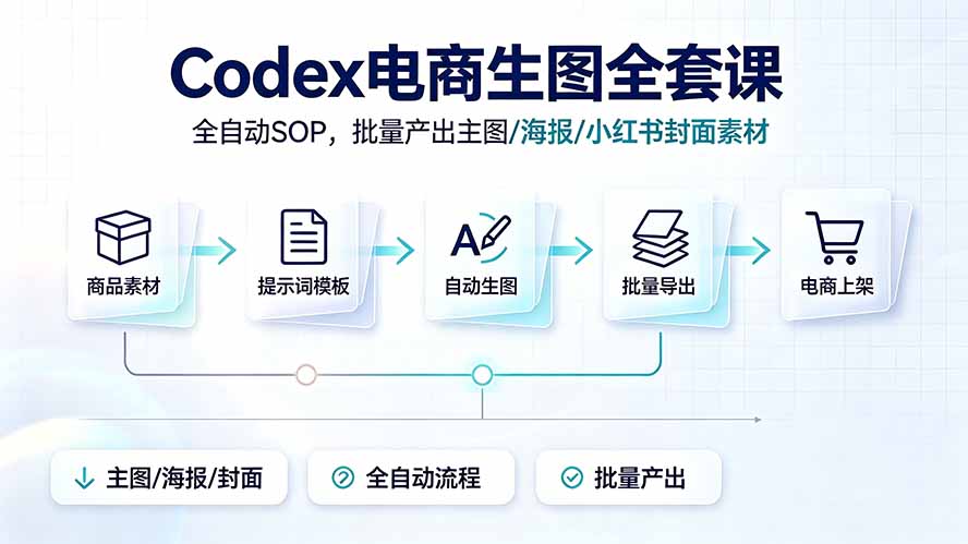 Codex电商生图全套课｜全自动SOP，批量产出主图/海报/小红书封面素材-搞钱利器