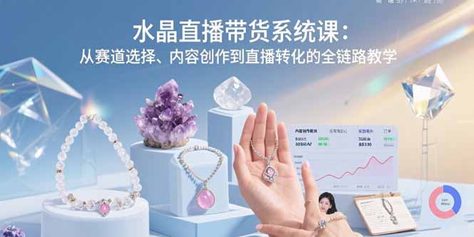 水晶直播带货系统课：从赛道选择、内容创作到直播转化的全链路教学-搞钱利器