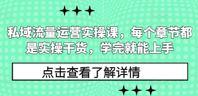 私域流量运营实操课，每个章节都是实操干货，学完就能上手-搞钱利器