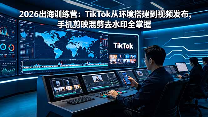 2026出海训练营：TikTok从环境搭建到视频发布，手机剪映混剪去水印全掌握-搞钱利器