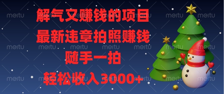 解气又赚钱的项目，最新违章拍照赚钱，随手一拍，轻松收入3000+-搞钱利器